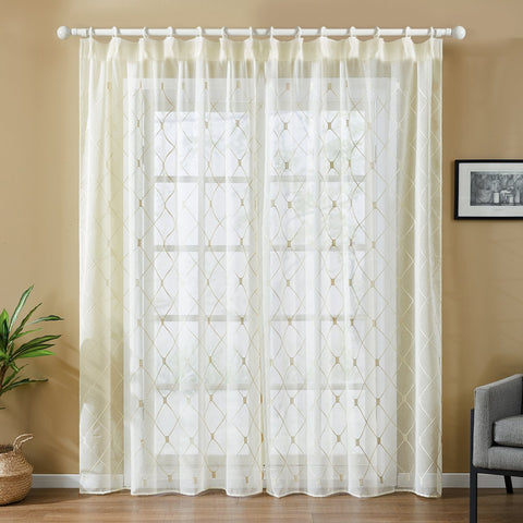 Sheer Curtains Tulle Window Curtains-HA00415-Veeddydropshipping