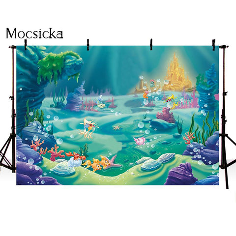 7x5ft Photography Under Sea Castle Backdrop Ocean Bubble Birthday Party Photo -CE00379-Veeddydropshipping