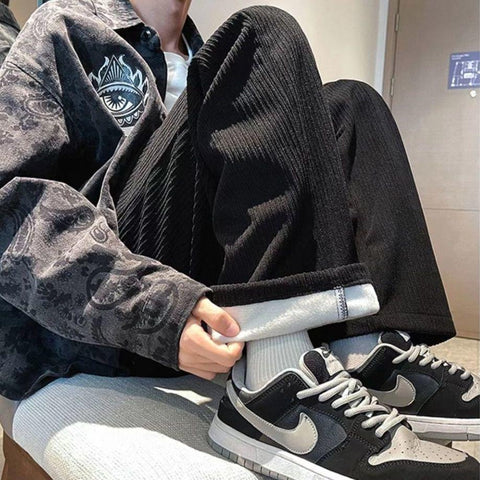 Pants Autumn Winter Warm Straight Corduroy Fleece-Veeddydropshipping