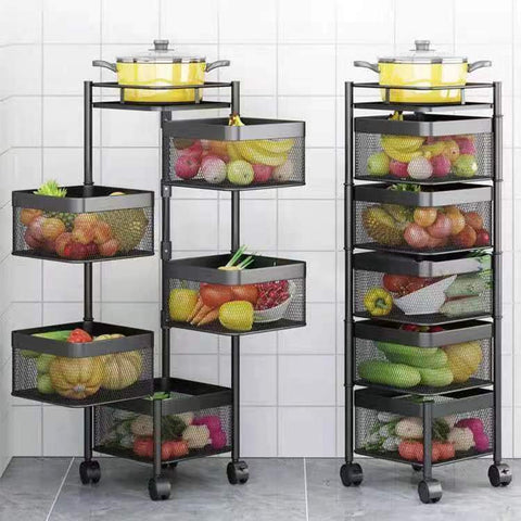 Rotating Storage Baskets Rack Stackable Metal Basket-HA01678-Veeddydropshipping
