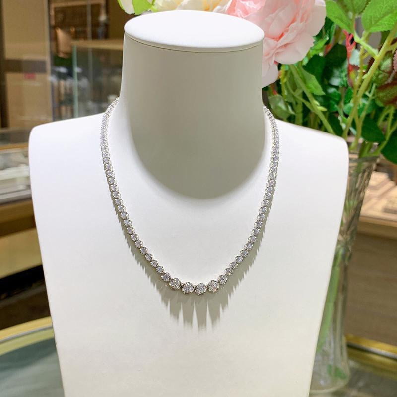 100% 925 Sterling Silverr Moissanite Tennis Necklac-JW00101-Veeddydropshipping