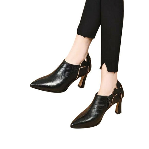 Heels Ankle Boots Sexy Black Thin Heels Design-BS01050-Veeddydropshipping