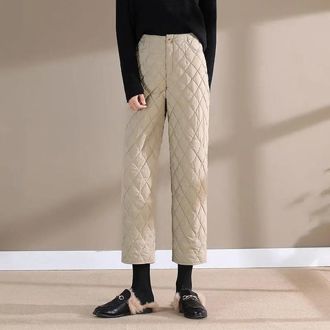 Ankle-length Pants Women Warm Cotton Straight Leg Pant-WF00478-Veeddydropshipping