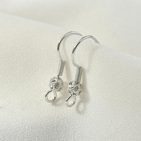 20PCS  earrings DIY accessories hooks findings flower ball spring silver wholesale-JW01590-Veeddydropshipping