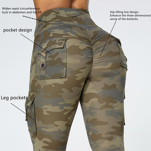 Camouflage Yoga Pants Women Fitness Leggings Workout Sports With Pocket Sexy -OS00853-Veeddydropshipping