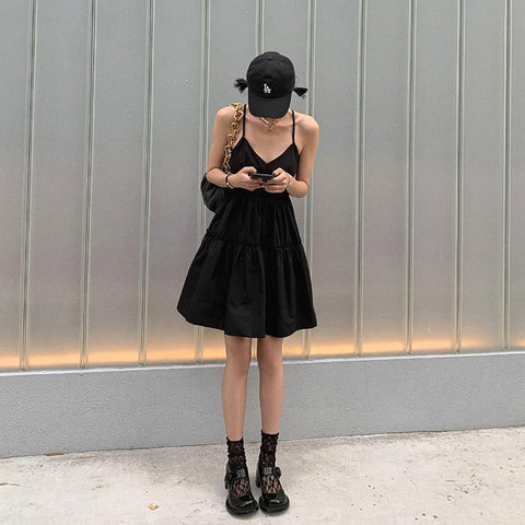Sexy Mini Strap Backless Dress Woman A Line Dresses-WF00078-Veeddydropshipping