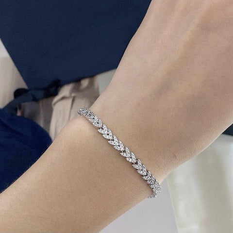 925 Sterling Silver Sparkling Carbon Diamond Ears Bracelet -JW00910-Veeddydropshipping