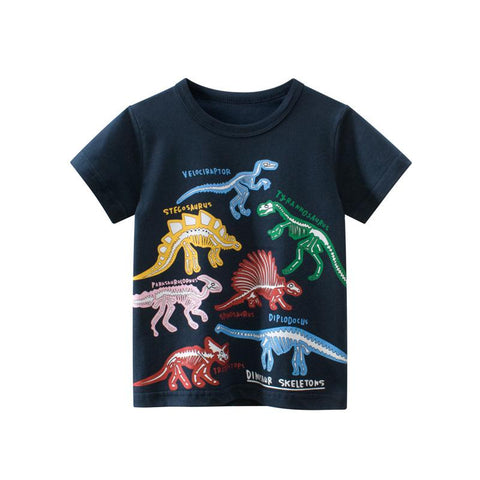 2023 Summer T-Shirt for Boys Girls Kids Short Sleeve Dinosaur Full Print-TB01163-Veeddydropshipping