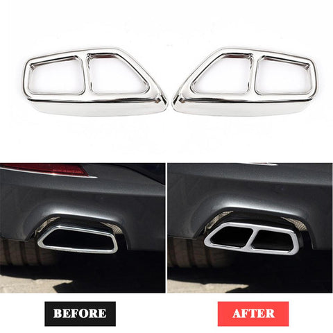 Yubao Silver/Glossy Black Car Exhaust Muffler Pipe Cover Trims Stainless Steel-AM00090-Veeddydropshipping