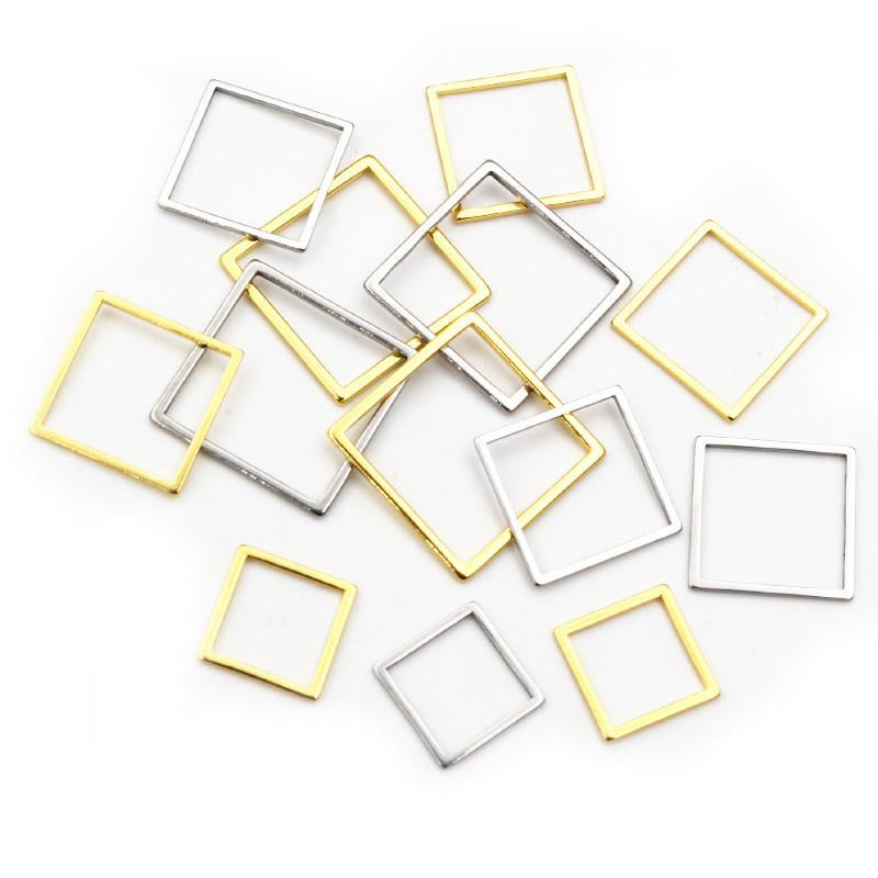 20pcs Square Charm Steel Pendant Open Mold Bezel DIY Jewelry Making-JW01615-Veeddydropshipping