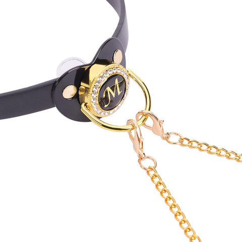 Adult Pacifier Mouth Gag with Gold Chain Nipple Clamps Breast Clip Slaves -BH01216-Veeddydropshipping