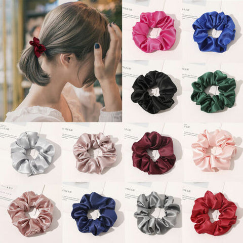 Hair Satin Silk Solid Ponytail Hair Ties Rope-WF01065-Veeddydropshipping