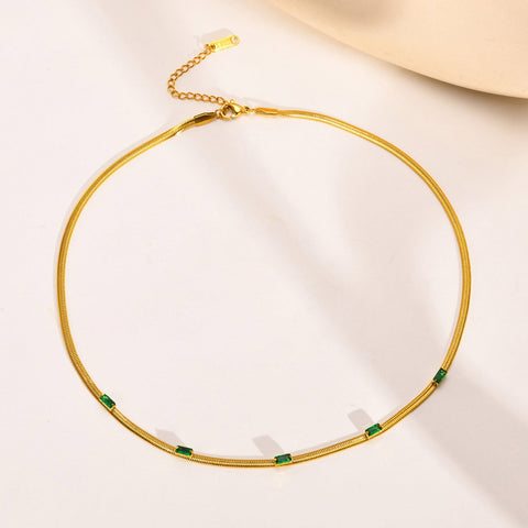 Cubic Zirconia Snake Chain Necklace Bracelet for Women  -JW00371-Veeddydropshipping