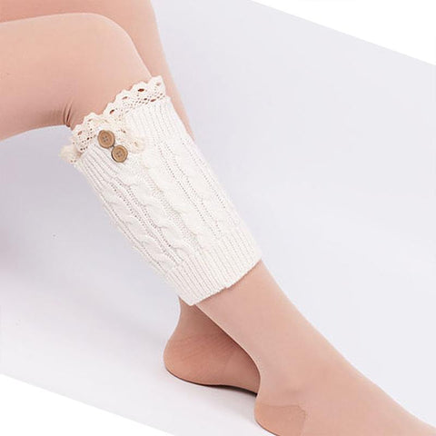 Winter Lace Button Socks Cover Leg Warmers-WF01217-Veeddydropshipping