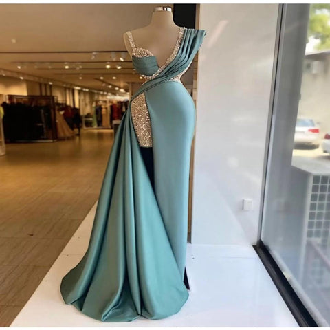 Sequins Side Split Mermaid Evening Dresses-WF01582-Veeddydropshipping