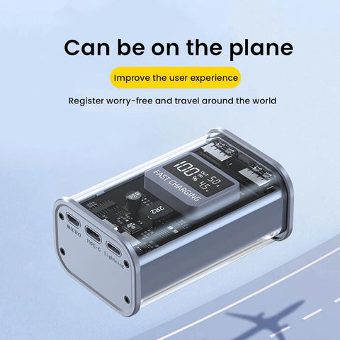 30000mAh Transparent Fast Charging Power Bank 22.5W PD Portable External Spare Battery Pack-PA00501-Veeddydropshipping