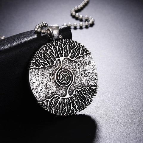 Vikings Amulet Tree of Life Round Big Pendant Necklace-JW01290-Veeddydropshipping