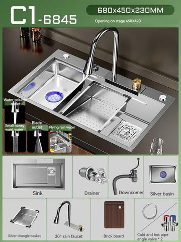 Nanometer Waterfall Kitchen Sink-TI00624-Veeddydropshipping