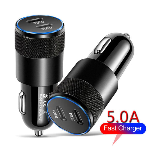 Double PD3.0 60W Car Quick Charger USB Type C-PA01139-Veeddydropshipping