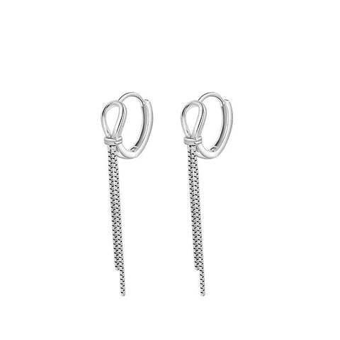 925 Sterling Silver Tassel Hoops Earrings For Women Wedding Jewelry -JW01424-Veeddydropshipping
