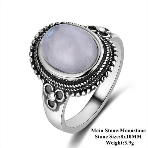 Natural Moonstone For Men Women 925 Sterling Silver Jewelry Ring -JW00057-Veeddydropshipping