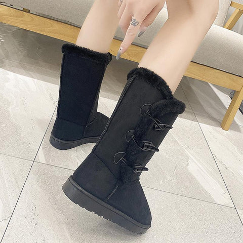 Shoes Mid-calf Snow Boots Suede Buckle Slip on Short-BS00987-Veeddydropshipping