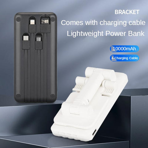 Z89 4in1 Power Bank with Cables Desktop Phone Holder Supports Fast Charging Apple Android TYPE-C 10000mAh Lazy Live Phone Stand-PA00510-Veeddydropshipping
