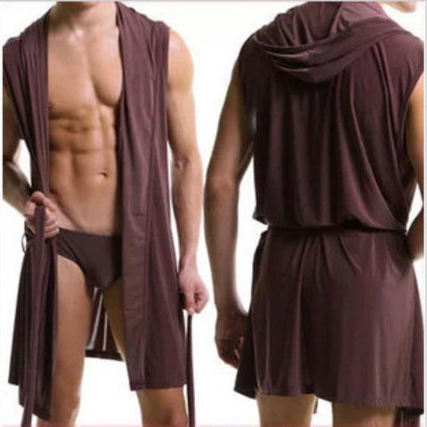 Hooded Sleeveless Sexy Thin Bathrobe Pijama Hombre Comfortable-MF01620-Veeddydropshipping