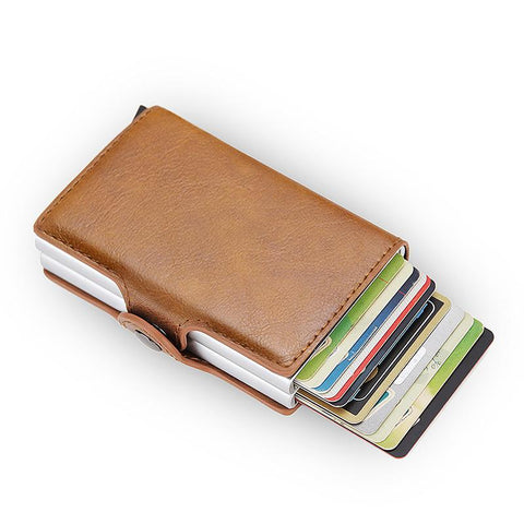 Card Holder Wallet Leather Metal Aluminum Business Bank-BS00597-Veeddydropshipping