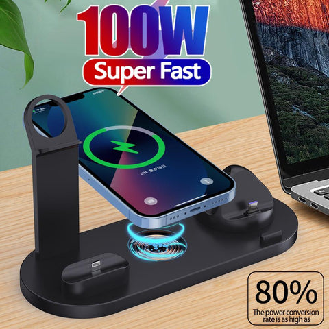 100W 8 in 1 Qi Wireless Charging Induction Charger Stand For iPhone-PA01079-Veeddydropshipping