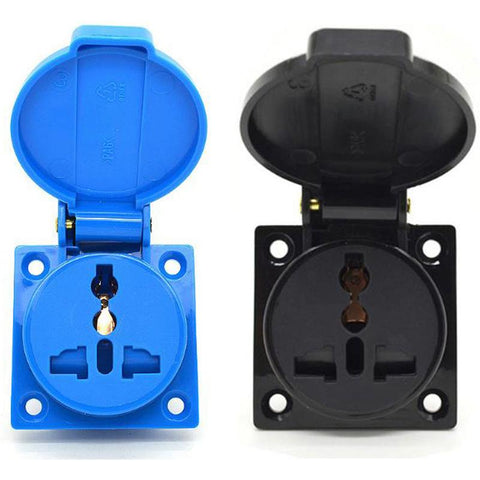 Black blue universal industry safety outlet 10A 250V IP44 CE Multi-function waterproof dusrproof -CE00154-Veeddydropshipping