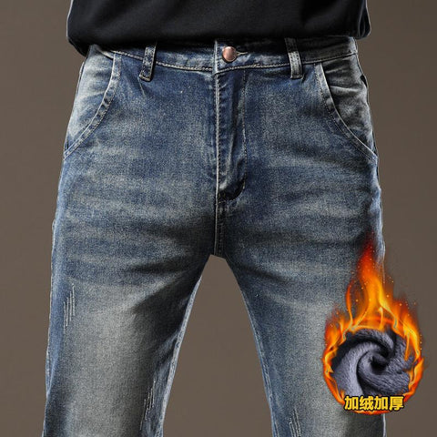 Flannel Stretch Jeans Mens Winter Quality Famous-MF00506-Veeddydropshipping