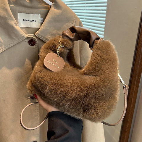 winter new warm soft plush tote bag shopping bags Messenger-BS00117-Veeddydropshipping