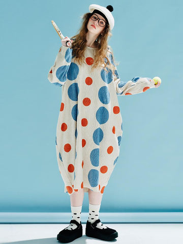 round neck pullover long sleeve dress-WF00124-Veeddydropshipping