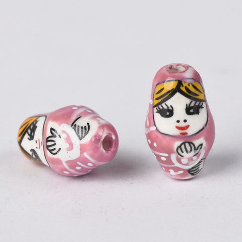 Russian Doll Shape Patterns Ceramic Porcelain Loose Beads-JW01489-Veeddydropshipping