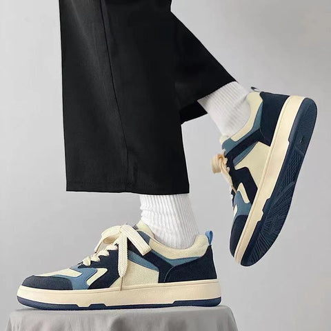 Color Matching Thick Sole Shoes Lace Up Sneakers-BS01399-Veeddydropshipping