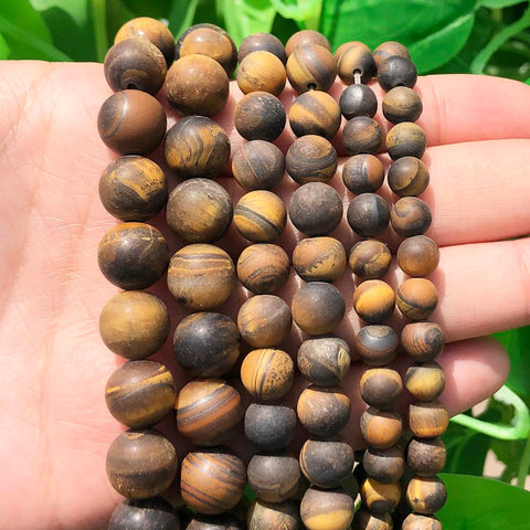 Natural Stone Matte Round Beads for Jewelry Making  Perles-JW01498-Veeddydropshipping