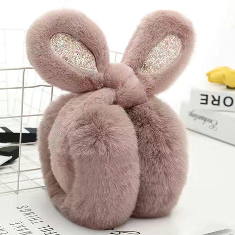 Cute Rabbit Ears Warm Earflaps Thicken Furry Fold-Veeddydropshipping