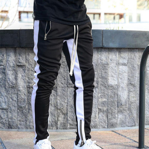 Bodybuilding Gym Long Sweatpants Contrast Colors Elastic-MF00438-Veeddydropshipping