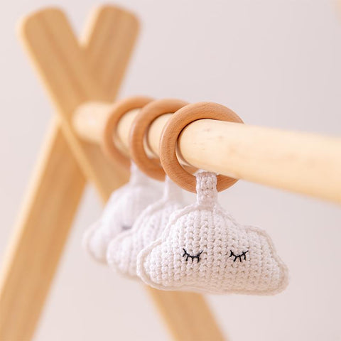 1pc Baby Wooden Rattle Crochet Clouds Gym Play For Kid Mobile Bed-TB00544-Veeddydropshipping