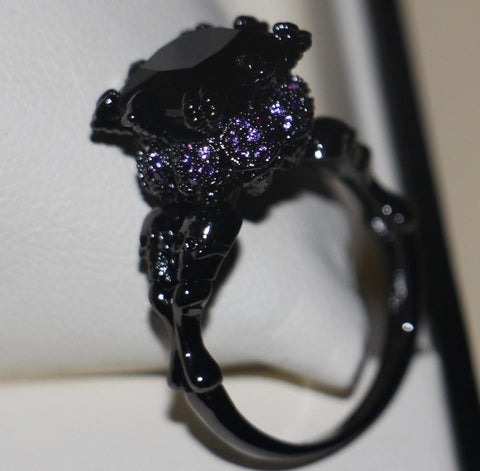 Vintage Jewelry Black Gold Filled black Cubic Zirconia rings -JW00429-Veeddydropshipping