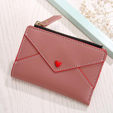 Wallet Small Red Heart Yellow Coin Purse Business Card Holder-BS00608-Veeddydropshipping