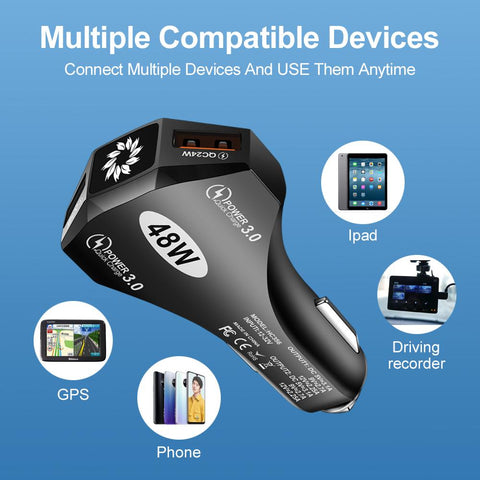 48W 2 Ports Car Charger Quick Charge 3.0 4.0 Mobile Phone Charger-PA01123-Veeddydropshipping