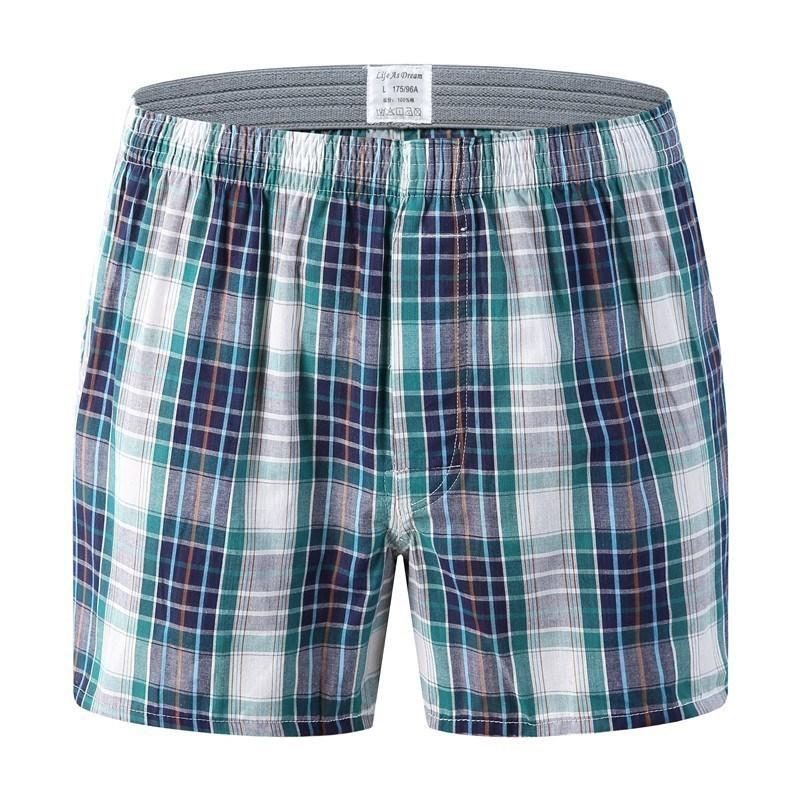 Shorts Casual Cotton Sleep Underpants High Quality Brands Plaid Loose-MF01612-Veeddydropshipping