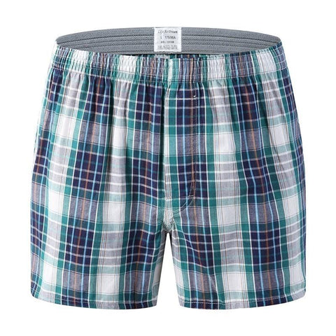 Shorts Casual Cotton Sleep Underpants High Quality Brands Plaid Loose-MF01612-Veeddydropshipping