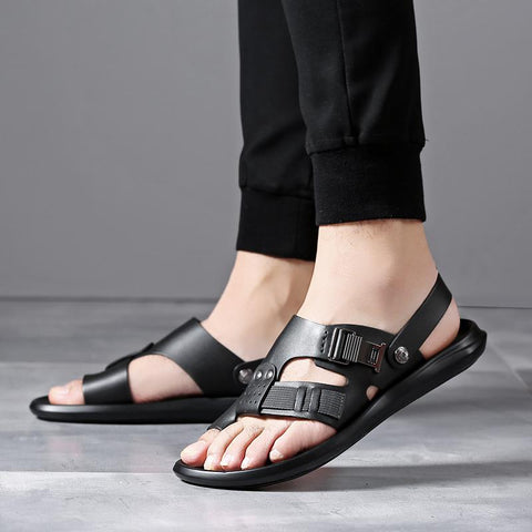 Summer Beach Shoes Male Black Luxury Slippers Outdoor-BS01556-Veeddydropshipping