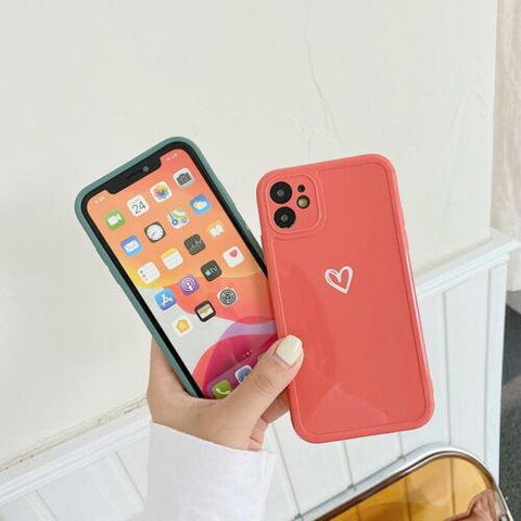 Case For iPhone 14 13 Pro Max 12 11 X XR 7 8 Plus Cute Love Heart Silicone Cover-PA00133-Veeddydropshipping