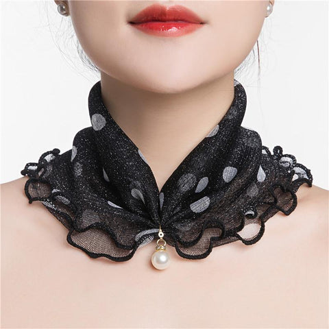 Elegant Chiffon Ruffle Fake Collar Scarf-WF01344-Veeddydropshipping