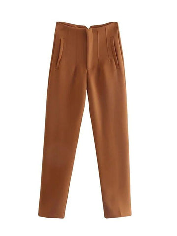 Women Straight Pants High Waist Trousers-WF00601-Veeddydropshipping