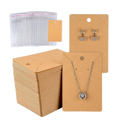 Kraft Paper Cards Jewelry Necklace Earring Display Holder-JW01658-Veeddydropshipping